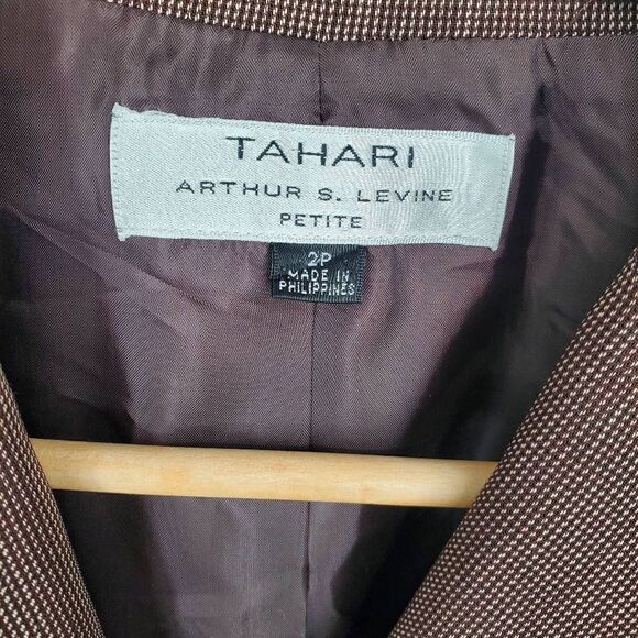 Tahari‎ ASL Women's Brown Plaid Blazer Jacket Size 2 Petite - Picture 2 of 5